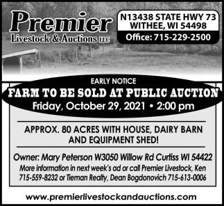Farm To Be Sold at Public Auction