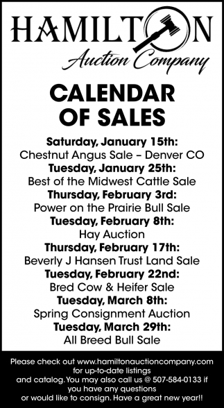 Calendar of Sales