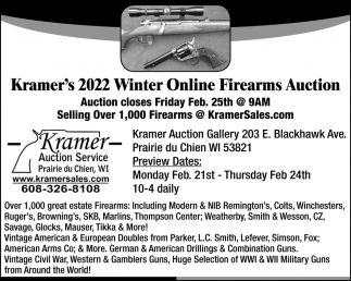 2022 Winter Online Firearms Auction