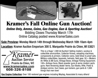Kramer's Fall Online Gun Auction!