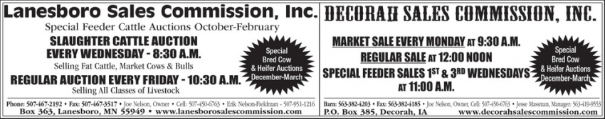 Lanesboro Sales Commission, Inc / Decorah Sales Commission, Inc