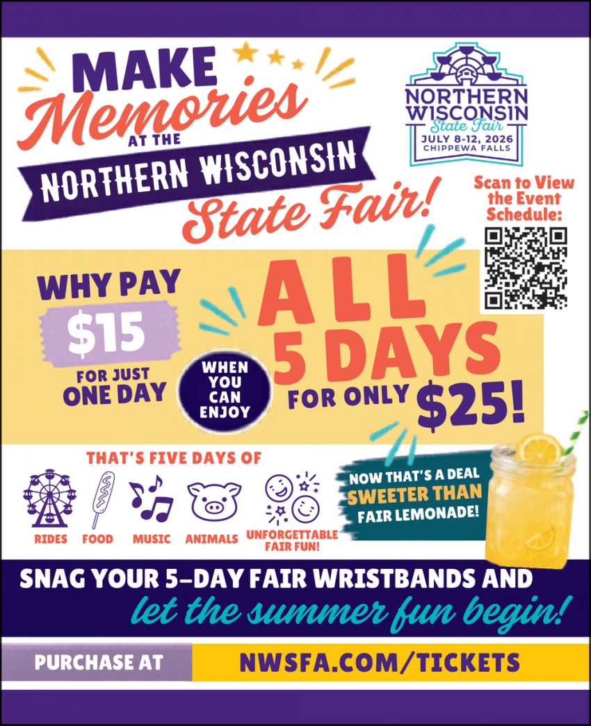 Northern Wisconsin State Fair (July 8-12, 2026)