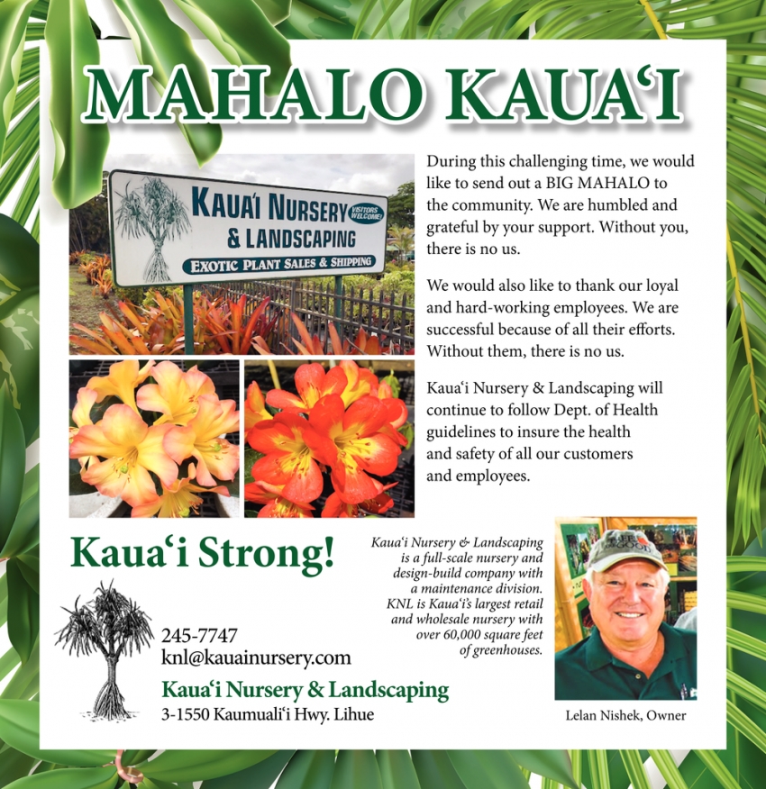Mahalo Kaua I Nursery Landscaping Mahalo Kaua I Nursery Landscaping
