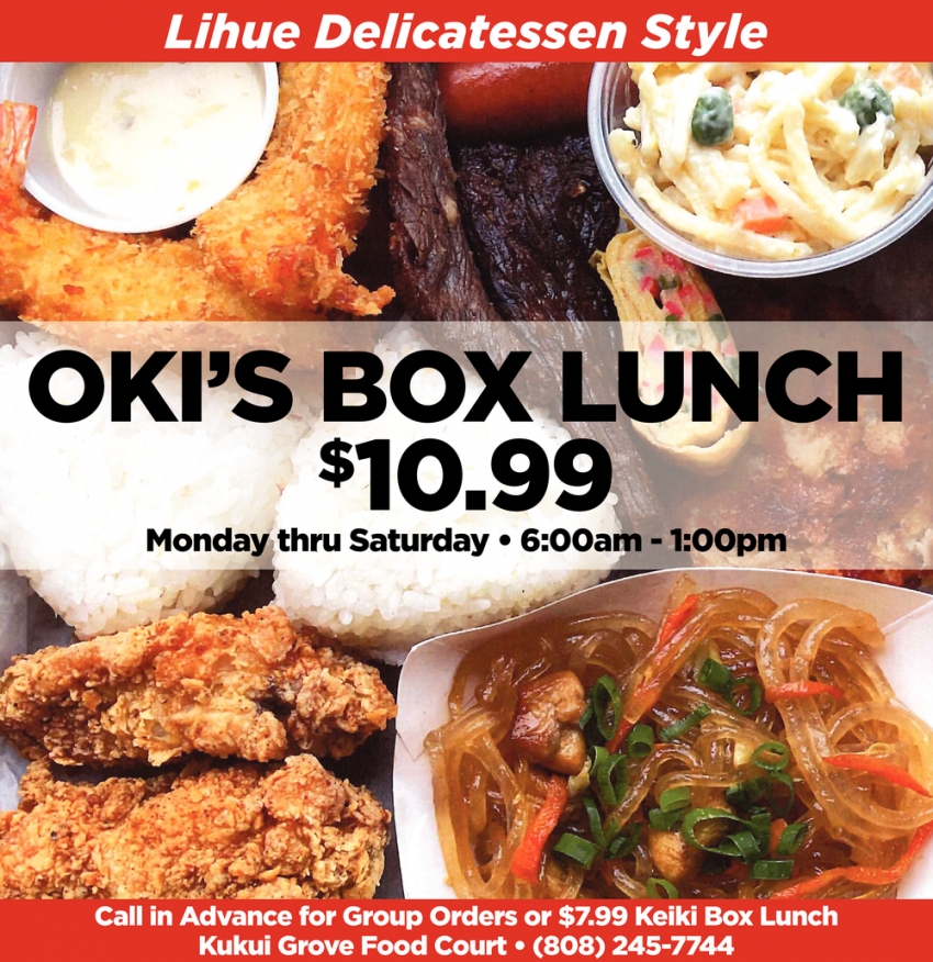 Lihue Delicatessen Style, Oki's Box Lunches & Omiyage