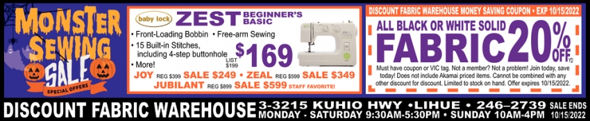 Monster Sewing Sale