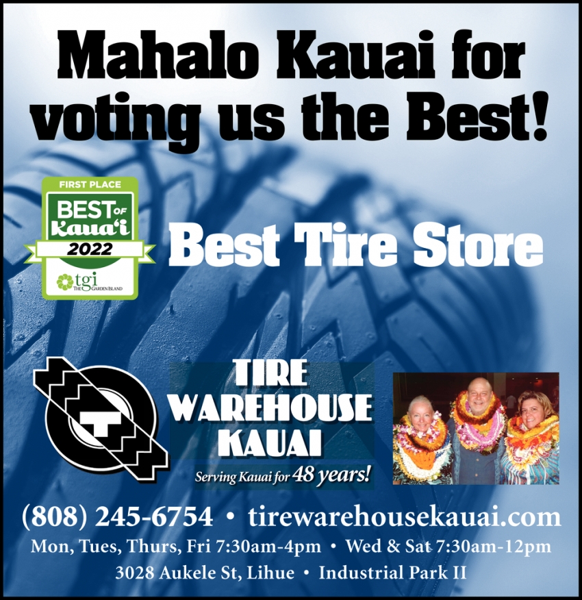 Mahalo Kauai for Voting Us the Best!