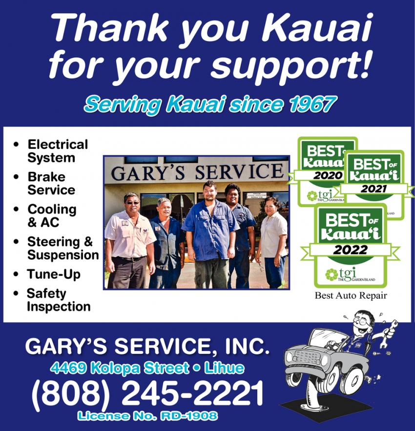 Thank You Kauai for Your Support!