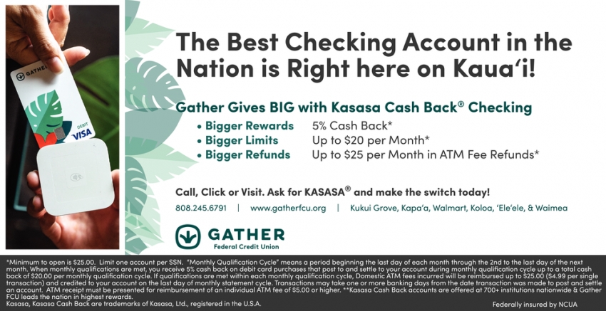 The Best Checking Account in the Nation is Right Here on Kaua'i!