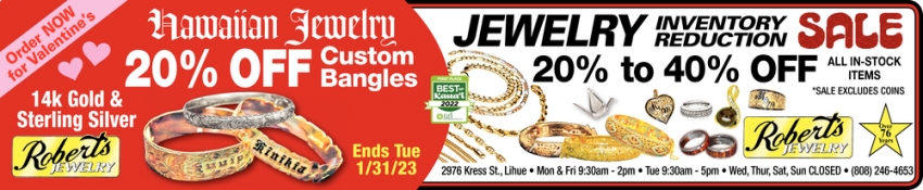 Jewelry Inventory Reduction Sale