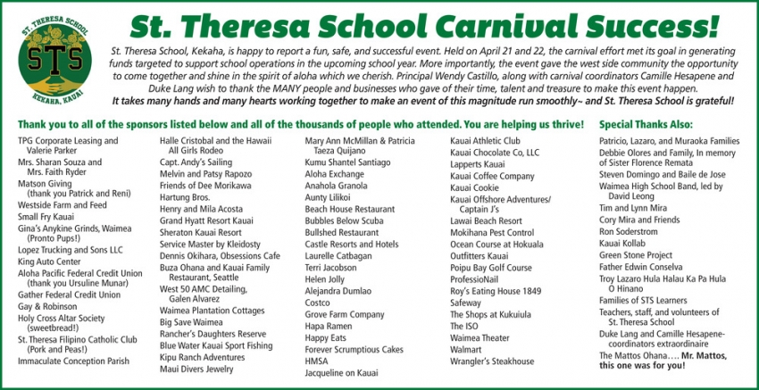 St. Theresa School Carnival Success