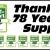 Thanks for 78 Years of Support