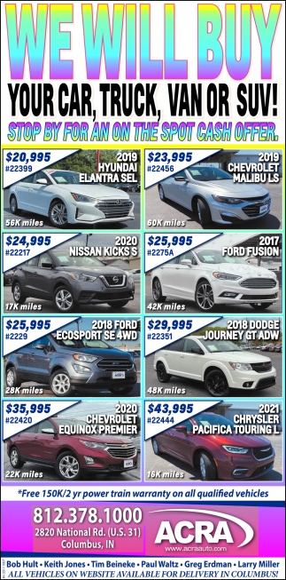 We Will Buy Your Car, Truck, Van Or SUV