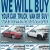 We Will Buy Your Car, Truck, Van or SUV!