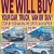 We Will Buy Your Car, Truck, Van or SUV!