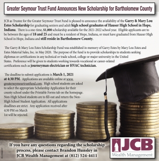 Greater Seymour Trust Fund Announces New Scholarship For Bartholomew County