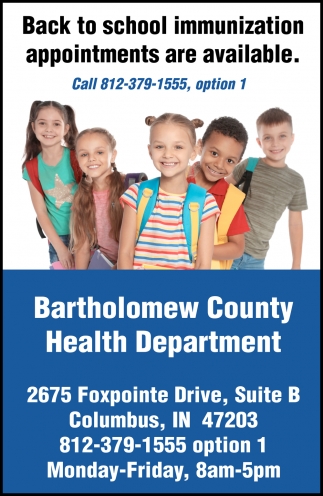 Back To School Immunization Appointments Are Available