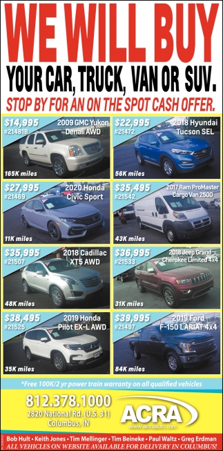 We Will Buy Your Car, Truck Van Or SUV