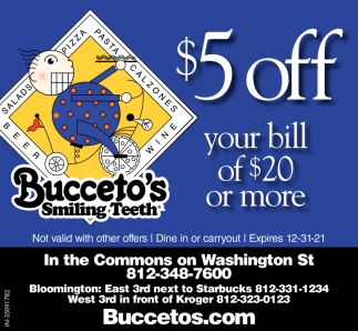 $5 OFF Your Bill of $20 or More