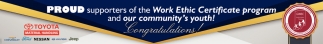 Proud Supporters Of The Work Ethic Certificate Program
