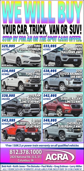 We Will Buy Your Car, Truck, Van Or SUV