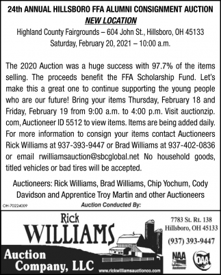 24th Annual Hillsboro FFA Alumni Consignment Auction