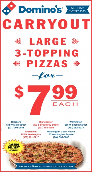 Large 3-Topping Pizzas