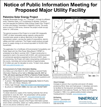Notice Of Public Information Meeting For Proposed Major Utility Facility