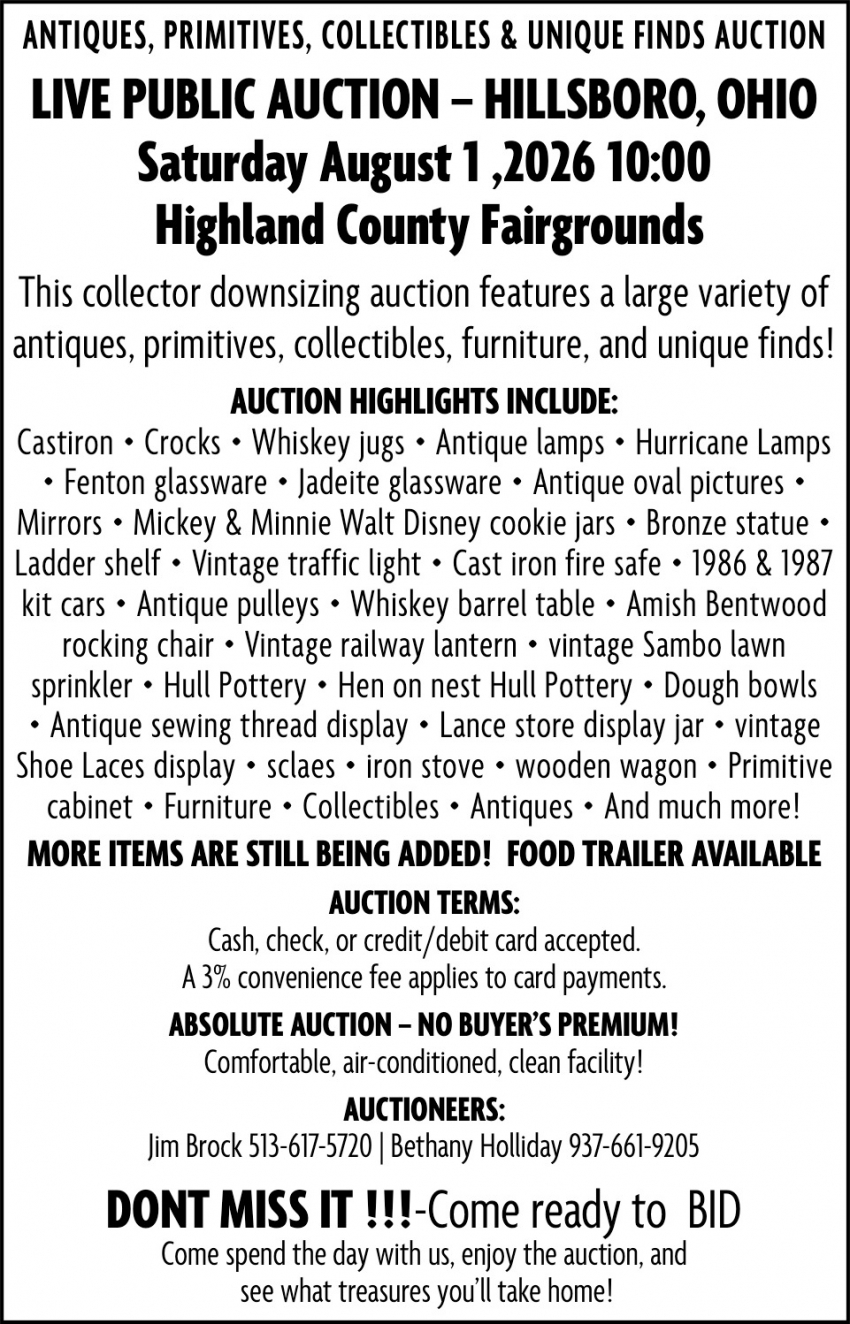Live Public Auction - Hillsboro (August 1, 2026)