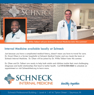 Internal Medicine Available Locally At Schneck
