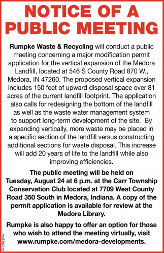 Notice Of A Public Meeting