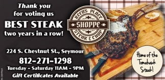 Thank You For Voting Us Best Steak