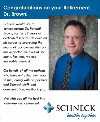 Congratulations On Your Retirement, Dr. Brown!