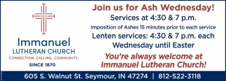 Join Us For Ash Wednesday!