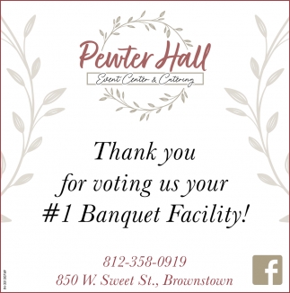 Thank You For Voting Us Your #1 Banquet Facility!