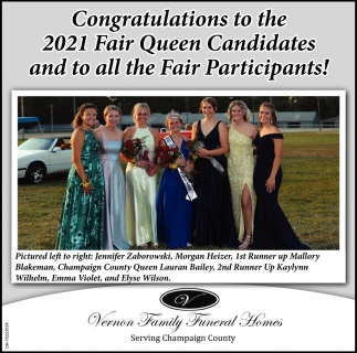 Congratulations to the 2021 Fair Queen Candidates