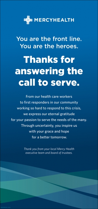 Thanks For Answering The Call To Serve