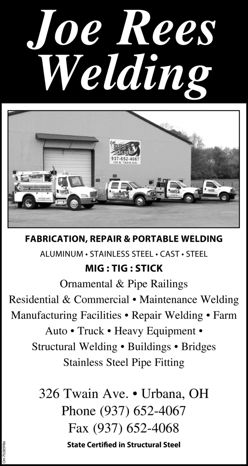 Fabrication, Repair & Portable Welding