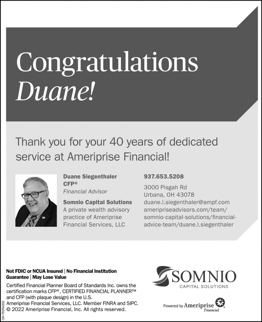 Congratulations Duane
