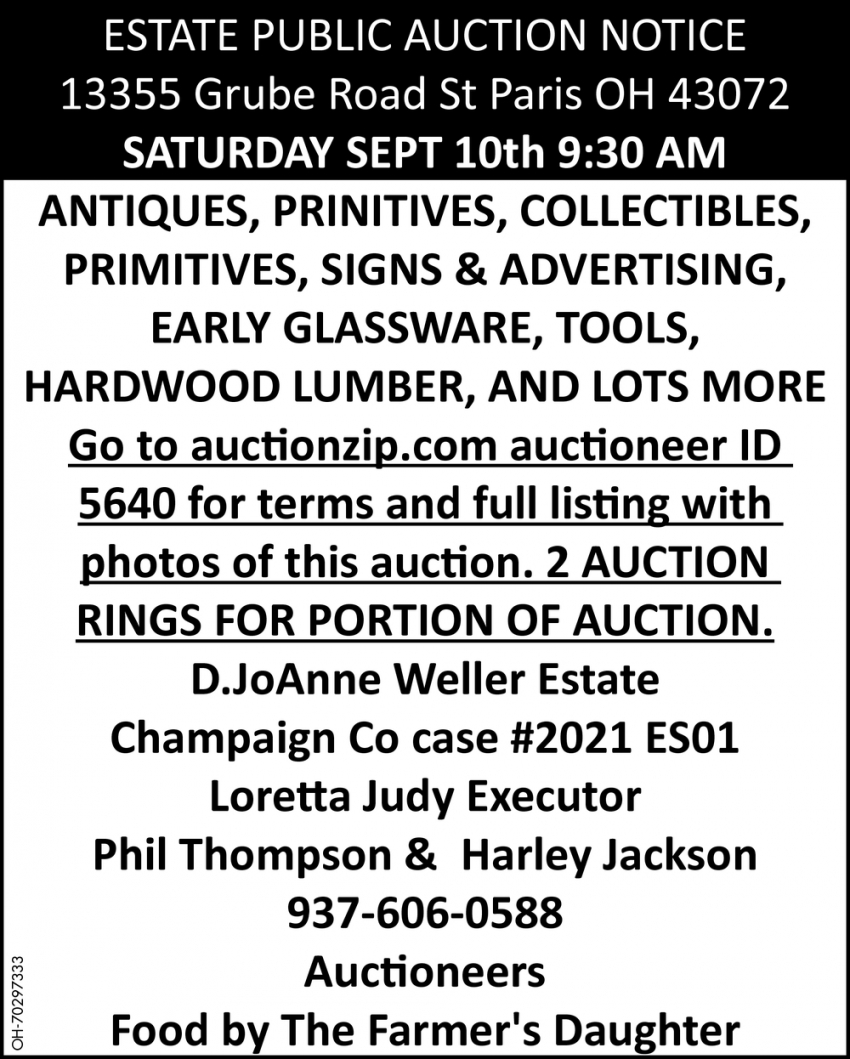 Estate Public Auction Notice