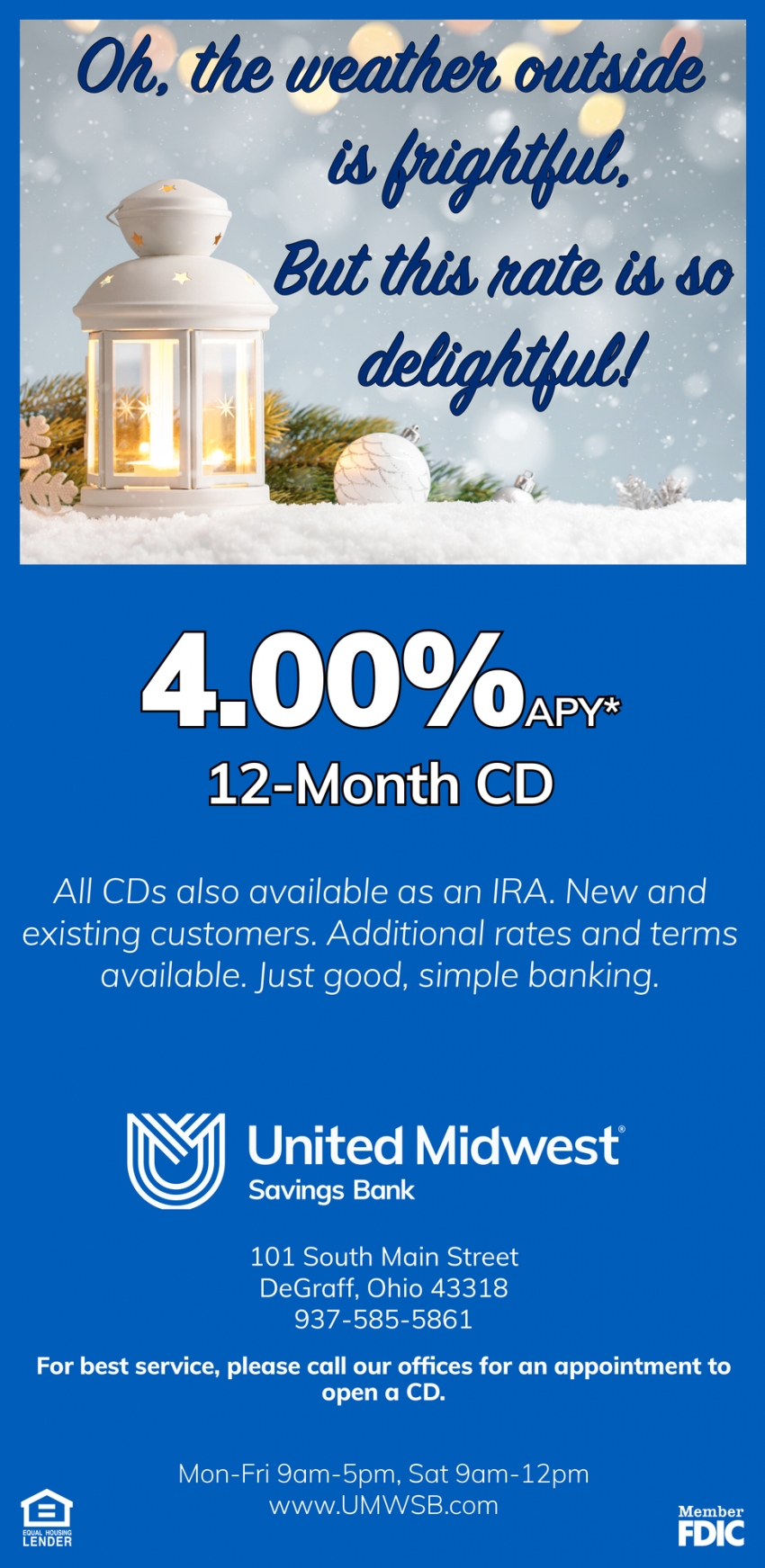 4.00% APY* 12-Month CD