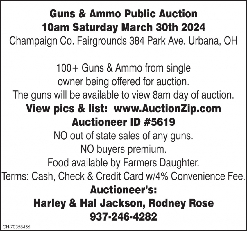 Guns & Ammo Public Auction (March 30, 2024)
