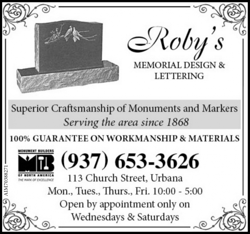 Roby's Memorial Design & Lettering