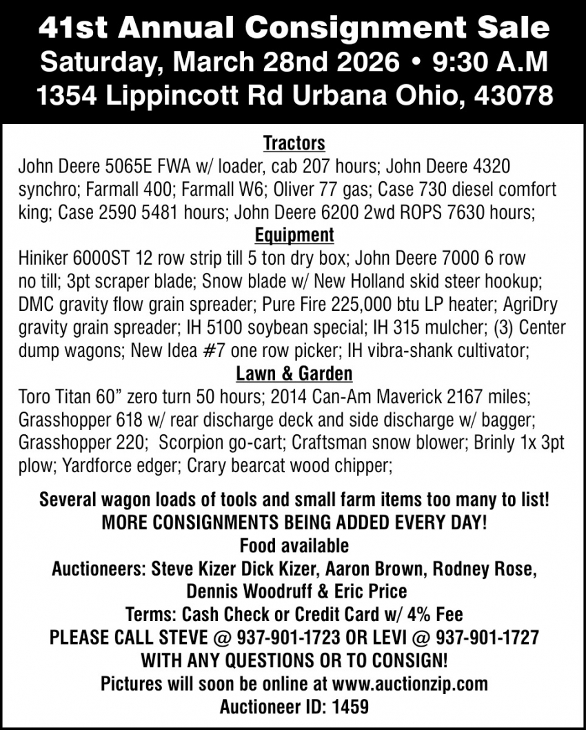 41st Annual Consignment Sale (March 28, 2026)
