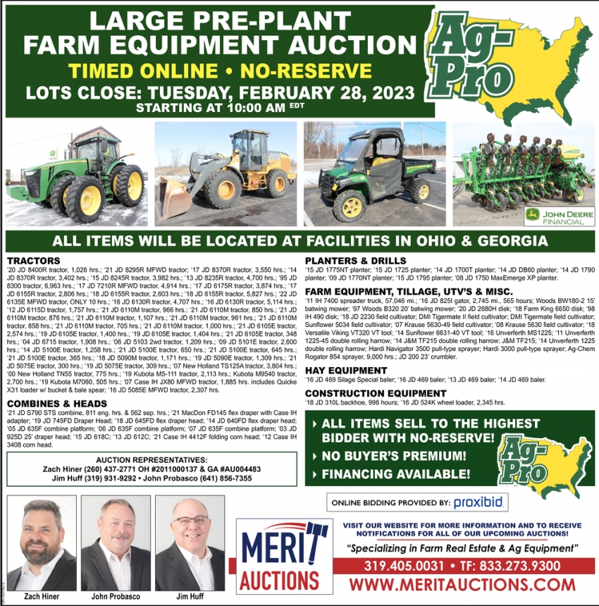 Large Pre-Plant Farm Equipment Auction