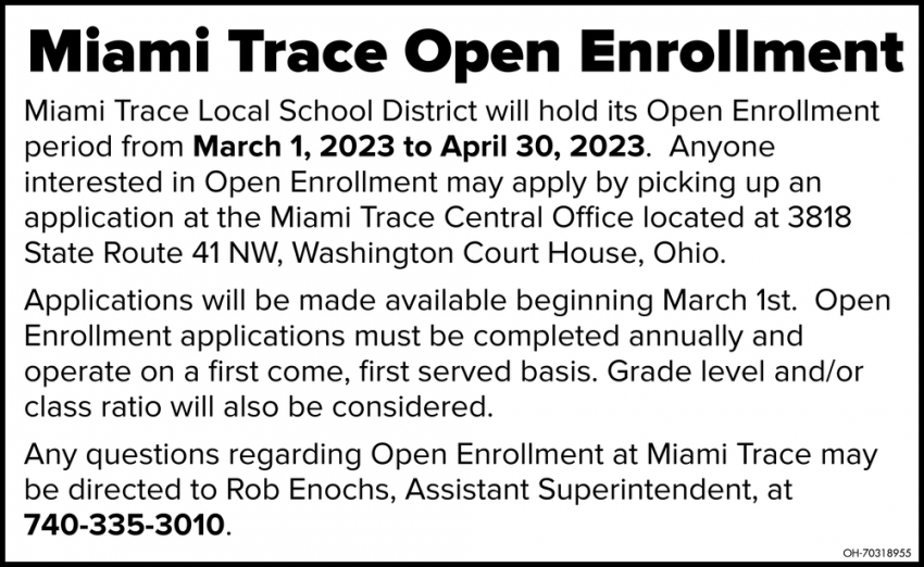 Miami Trace Open Enrollment