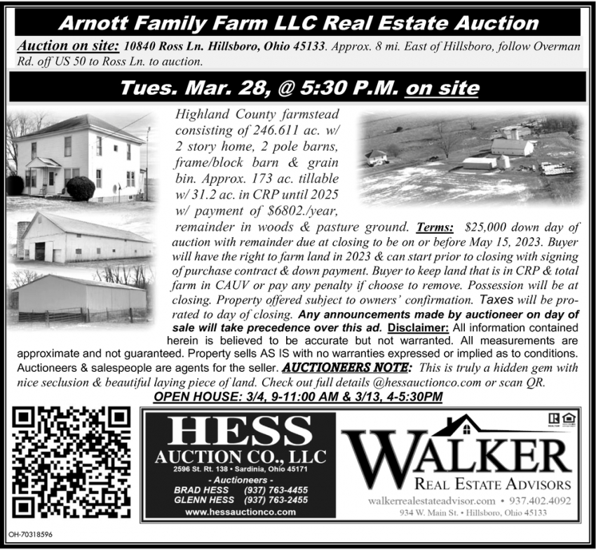 Arnott Family Farm LLC Real Estate Auction