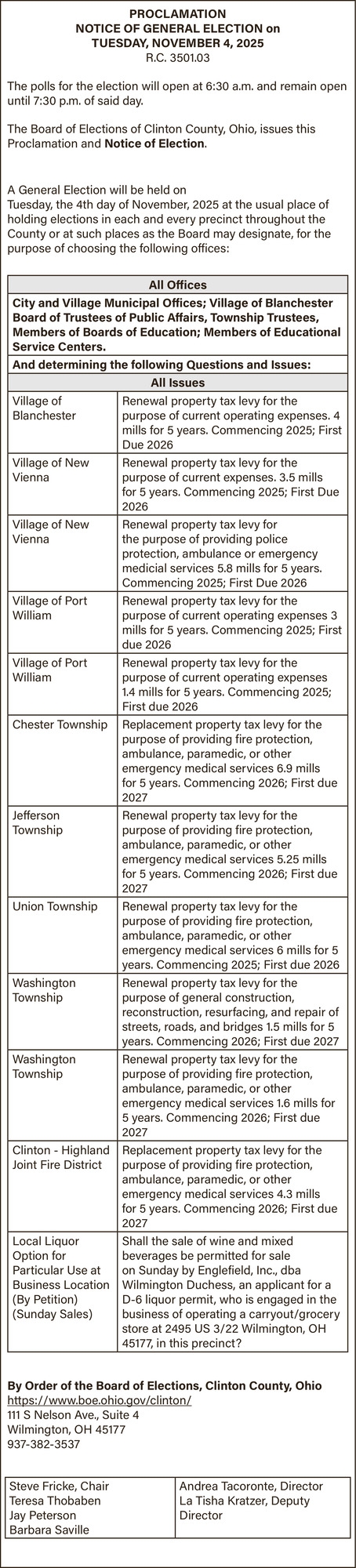 Clinton County Board of Elections