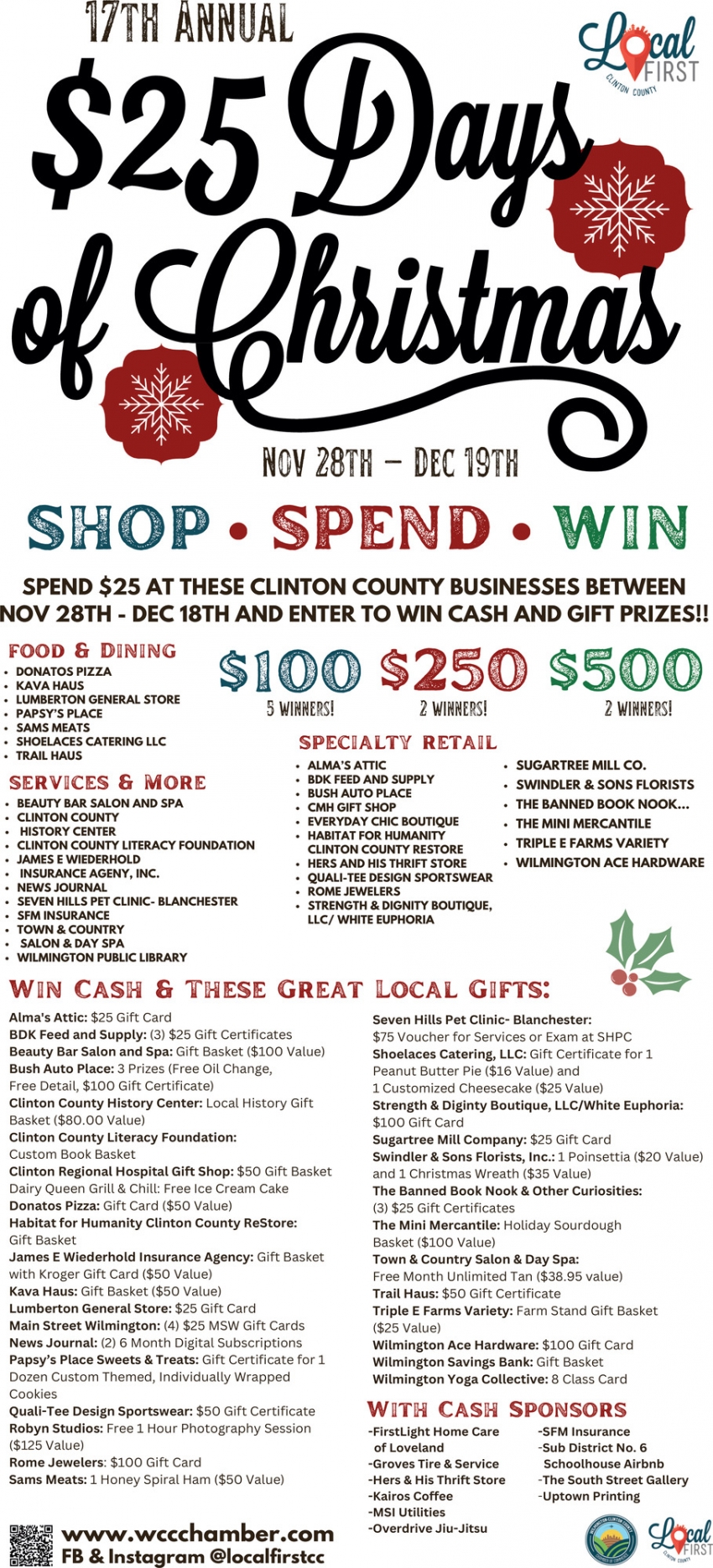 17th Annual $25 Days of Christmas (November 28 - December 19, 2025)