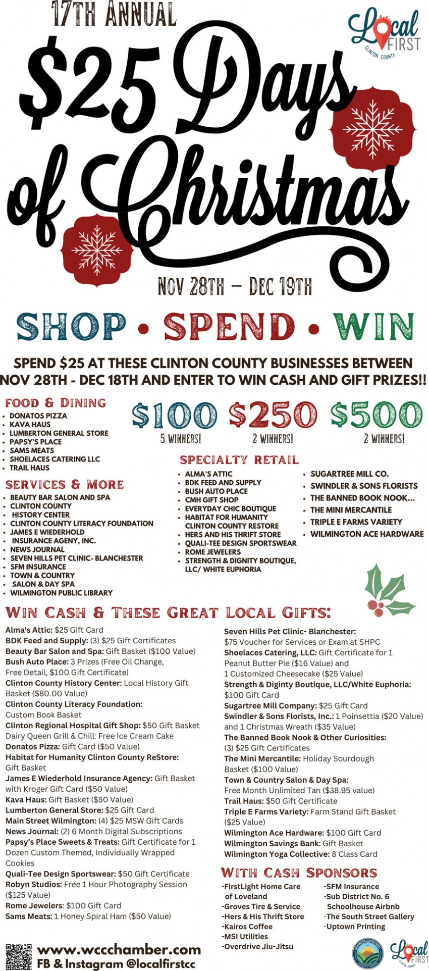 17th Annual $25 Days of Christmas (November 28 - December 19, 2025)