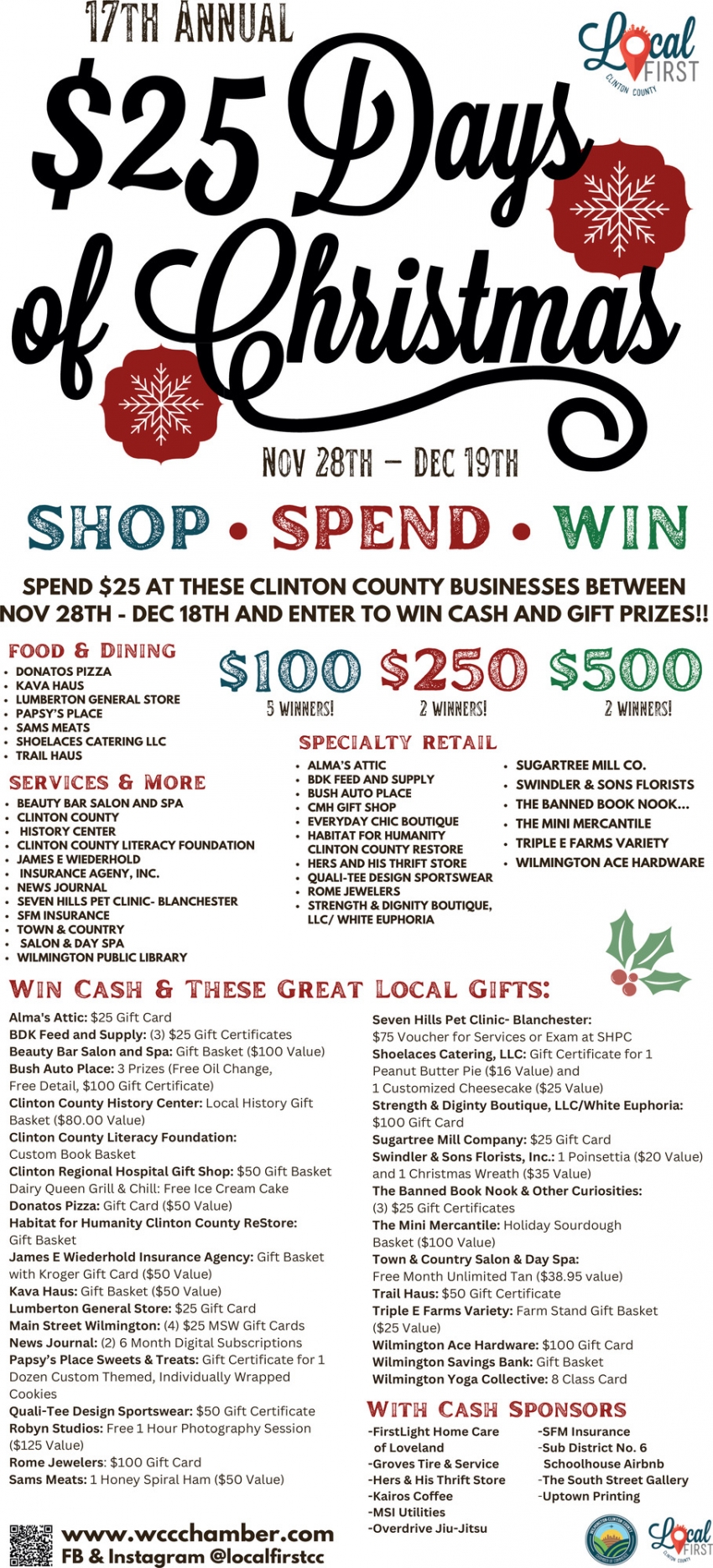 17th Annual $25 Days of Christmas (November 28 - December 19, 2025)